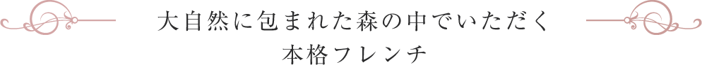 大自然に包まれた森の中でいただく本格フレンチ